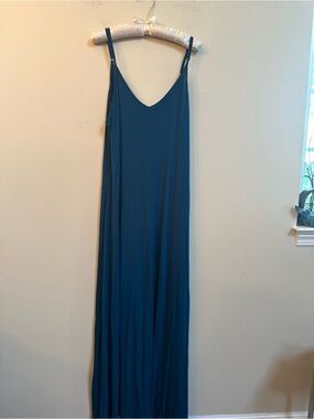 Dark Teal Maxi Dress – XL Tall – Adjustable Straps & Pockets
